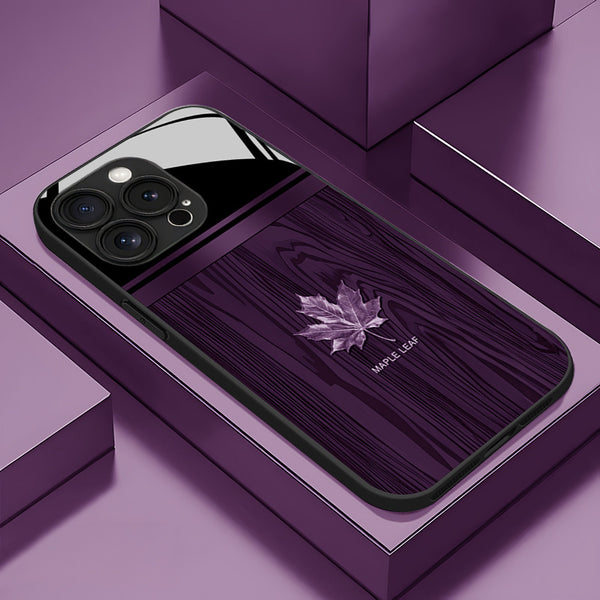 Phone Case: Premium Linear Brown Black Red Maple Leaf Pattern Glass Phone Case for iPhone 17 Air/16/15/14/13/12/11/Plus/Pro/Pro Max and Galaxy S, A Series/S22/S23/S24 FE/S25/S26 ULTRA PLUS.It Is the First Choice of Gift for Family, Loved Ones