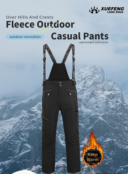 2025 New Men's Winter Thickened Ski Pants, Patchwork Design, Detachable Suspenders, Extra Thick and Warm, Suitable for Outdoor Skiing, Hiking, and Mountaineering