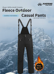 2025 New Men's Winter Thickened Ski Pants, Patchwork Design, Detachable Suspenders, Extra Thick and Warm, Suitable for Outdoor Skiing, Hiking, and Mountaineering