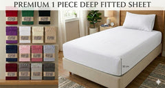 Extra Deep Fitted Sheets 30cm deep pocket with Elastic Cornes For Perfect Mattress Fit, Available in Single,Double, King,& SuperKing Size