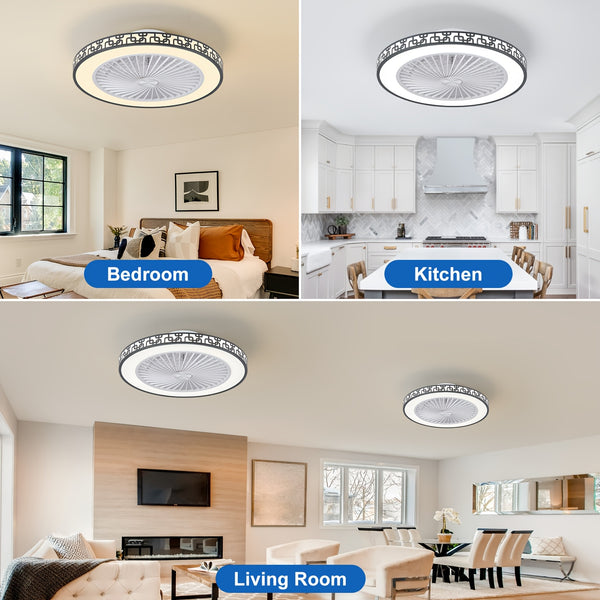 Silent Ceiling Fan with Light And Remote Control 6 Speeds And Wind Reversible Dimmable LED Ceiling Fan Light with Remote Control for Living Room Bedroom Dining Room