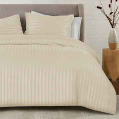 Premium Hotel Quality Satin Stripe Duvet Cover Set Double with Pillowcases | Reversible Soft Quilt Bedding | Easy Care Breathable Luxury Quilt Cover