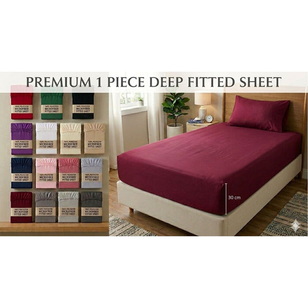 Extra Deep Fitted Sheets 30cm deep pocket with Elastic Cornes For Perfect Mattress Fit, Available in Single,Double, King,& SuperKing Size