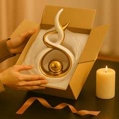 White & Gold Abstract Statue 27.5cm – Modern Ceramic Sculpture for Home, Shelf & Table Décor | Elegant White and Gold Ornament Gift for Living Room, Bedroom & Housewarmings