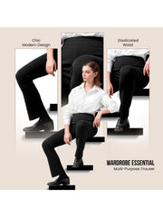 Ladies Flared Trousers Stretch Fit Comfort Fit High-Waisted Flared Pants Suitable For Nurses, Carers, Teachers, School Uniform, Yoga, Travel, Casual, Office Wear