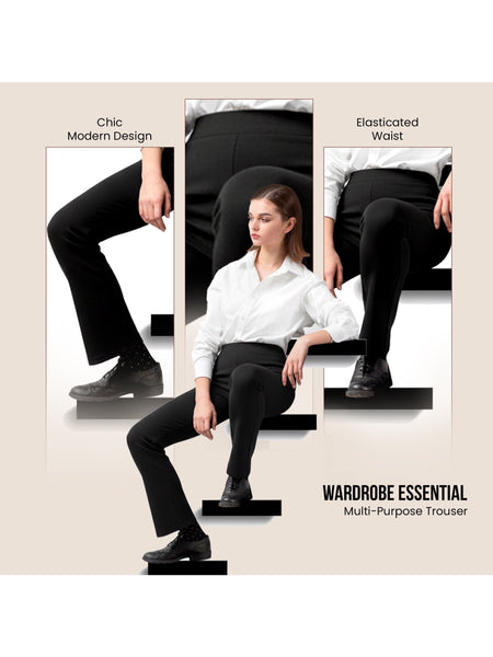 Ladies Flared Trousers Stretch Fit Comfort Fit High-Waisted Flared Pants Suitable For Nurses, Carers, Teachers, School Uniform, Yoga, Travel, Casual, Office Wear