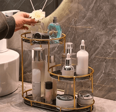 Large 3-Tier Bathroom Organizer with Metal Frame - Perfect for Cosmetics, Perfumes, Skincare & Toothbrushes - Durable Cast Iron, Washable UV Panel