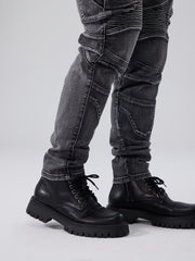 ESDVQ Men's Stretch Jeans - Slim Fit Stretch Pants with Multiple Utility Pockets, Stretch Denim for Everyday & Formal Wear - All-Season Skinny Jeans for Men, Casual Outfit, Edgy Fashion, Reinforced Seams, Stylish Trousers, Fashion Enthusiasts