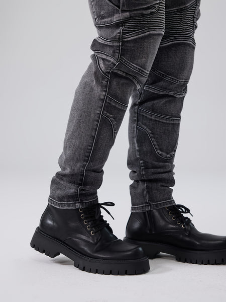ESDVQ Men's Stretch Jeans - Slim Fit Stretch Pants with Multiple Utility Pockets, Stretch Denim for Everyday & Formal Wear - All-Season Skinny Jeans for Men, Casual Outfit, Edgy Fashion, Reinforced Seams, Stylish Trousers, Fashion Enthusiasts