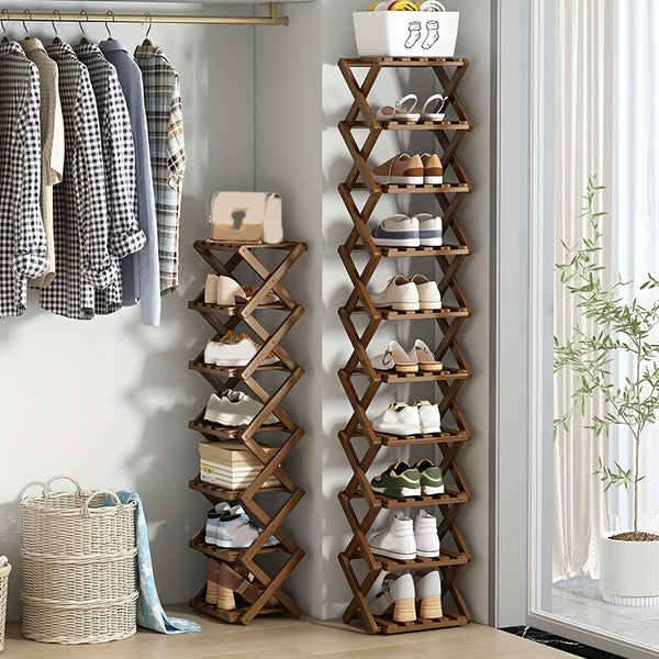 1pc Free Installation Retractable Shoe Rack, Foldable 3-9 Layer Shoe Rack, Small Narrow Doorway Home, Multi-layer Simple Shoe Cabinet
