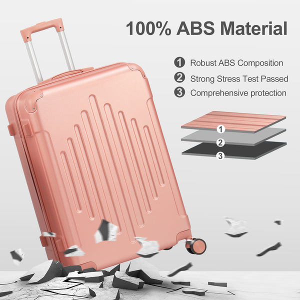 4pcs Luggage with Corner Protectors, 12/ 20/ 24/ 28-Inch, Durable Hard Shell, 360 Spinner Wheels, Multifunctional Large Capacity, Lightweight Travel Suitcase