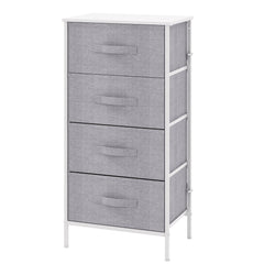 1pc Modern Tall Dresser with 4 Spacious Drawers - Large Storage Cabinet with MDF Wood Top & Sturdy Metal Frame, Freestanding Tall Tower Unit with Legs, 68.58cm+ Height, 3.2 Cu Ft Capacity, Space-Saving Vertical Organizer for Bedroom/Living Room