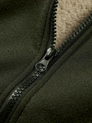 Men's Casual Zip-Up Hooded Jacket with Letter Print, Black & Beige Contrast, Regular Fit, Machine Washable, Front Pockets for Outdoor & Casual Attire