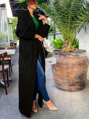 Women's Elegant Long Sweater Coat - Formal & Everyday Chic, Machine Washable Winter Outerwear with Side Pockets - Sophisticated Office to Party Outfits