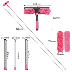 4M Window Squeegee Set Glass Cleaning Tool with Extension Poles & Washer for Indoor and Outdoor Use