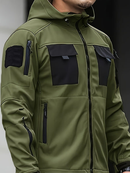 Spring Fall Men'S Jacket Fleece Jacket Outerwear, 100% Polyester, Classic Design, Windproof Warm Comfortable, Suitable for Outdoor Sports, Hiking, Camping, And