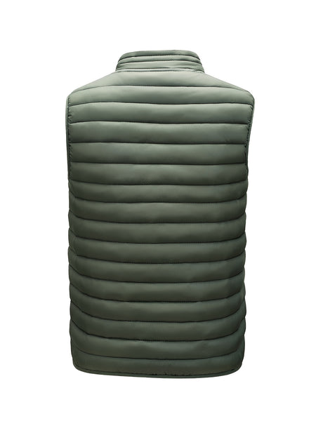 Men'S Lightweight Vest, Men'S Jacket, Autumn And Winter Vest, Stand-Up Collar Solid Color Casual Zipper Pocket Vest