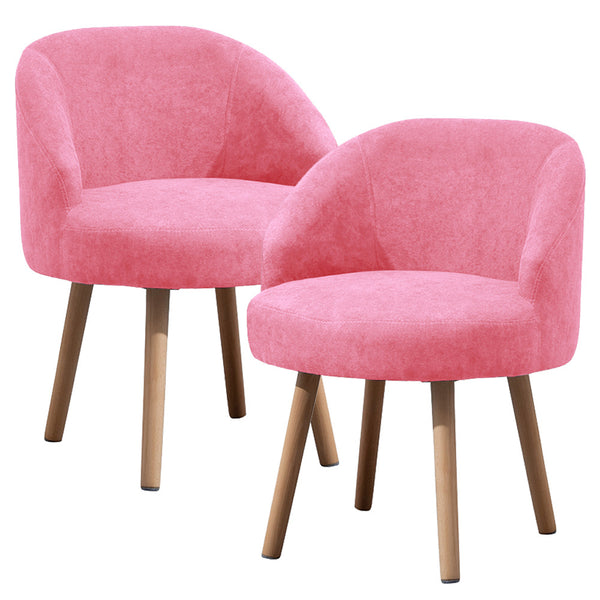 Set of 2 Small Accent Occasional Lounge Sofa, Guest Reception Sofa Chair Office Chair, Tub Chairs Upholstered Fabric with Solid Wood Legs