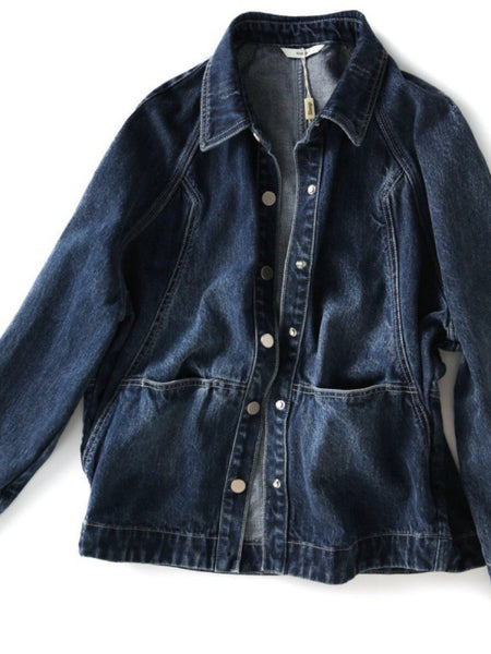 Women's Oversized Denim Jacket - 2025 New Style Collar & Chest Pocket, Youthful Age-Defying Fit, Casual to Dressy Coat for Jeans Blazer (Machine Washable, Spring/Fall Outerwear) - Versatile College to Workwear
