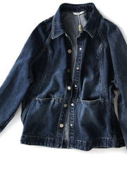 Women's Oversized Denim Jacket - 2025 New Style Collar & Chest Pocket, Youthful Age-Defying Fit, Casual to Dressy Coat for Jeans Blazer (Machine Washable, Spring/Fall Outerwear) - Versatile College to Workwear
