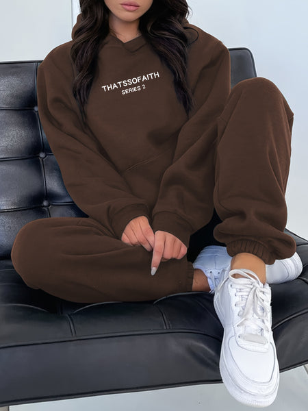 Fashionable Set of Sweatshirt And Long Pants with Letter Prints for Women