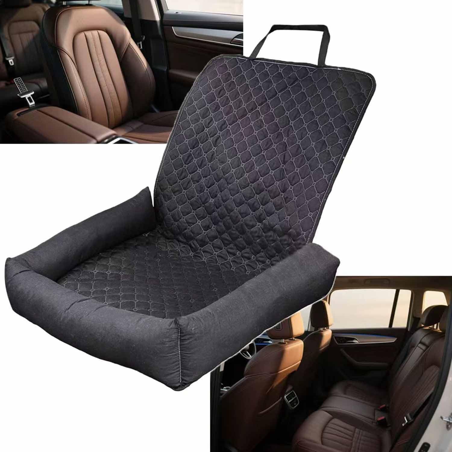 Dog Car Seat Bed – Washable Travel Booster for Small Dogs & Cats with Safety Straps, Anti-Slip Base & Soft Cushion – Portable Front Seat Pet Carrier for Cars, SUVs & Trucks