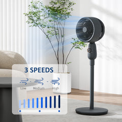 Pedestal Fan, Powerful Air Circulator, 12 Inch Floor Standing Fan with 3 Speed Settings, Oscillating Function for Bedroom, Home and Office, Grey, Adjustable Head, Safe Design, Versatile Use