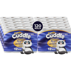 Panda Cuddle ‑ Maxi Value Pack of 120 Rolls 3 Ply Quilted Toilet Paper – Ultra Soft & Gentle Bulk Loo Rolls, Bulk Bathroom Tissue - Gentle Bathroom Tissue, Unscented - Pack of 120