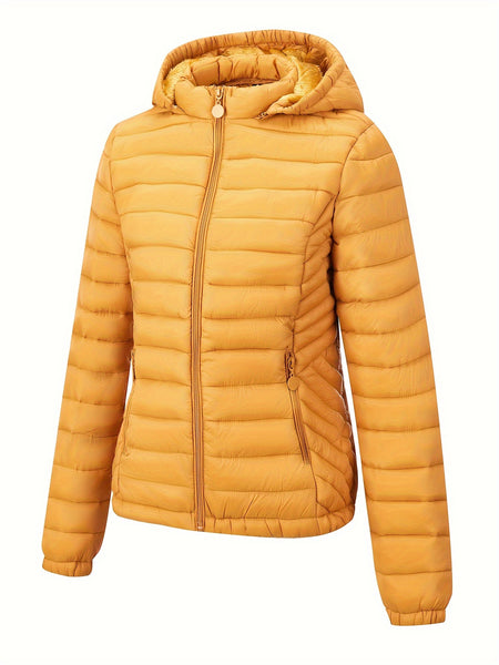 Women's Autumn/Winter Simple Lightweight Hooded Commuter Padded Coat with Pockets