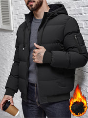 Winter Plush Jacket Thick Warm Jacket Hooded Jacket Casual Outdoor Jacket Solid Color Zipper with Plush Thickening