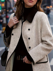A Stylish And Casual Mid-Length Coat for Women, Featuring a Double-Breasted Design That Is Warm And Suitable for The Workplace