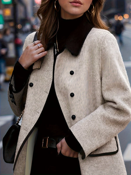 A Stylish And Casual Mid-Length Coat for Women, Featuring a Double-Breasted Design That Is Warm And Suitable for The Workplace