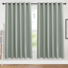PONY DANCE Grey Blackout Thermal Insulated Curtains for Bedroom, 46 X 54 Inch Short Eyelet Curtains & Drapes, Soft Black Out 2 Panels for Window Living Room/Kitchen