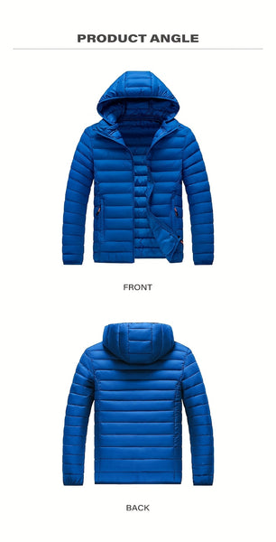 Men's Stand Collar Hooded Jacket - Warm, Windproof Thickened Coat, Detachable Hood, Solid Color Design, Thickened Nylon Fabric for Cold Weather, Casual Style, Zip Closure, Dry Clean Only, Winter Stand Collar Hooded Thickened Coat