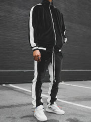 Men'S Velour Tracksuit Sweatsuit Set Jogging Suits Full Zip Casual Jackets Pants 2pcs Outfit Athletic Workout