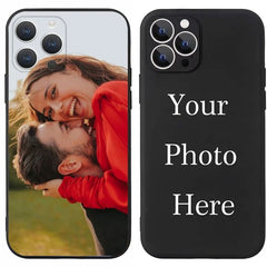 Phone Case: Custom Photo Black Slim Lightweight Phone Case - with Camera Protection, Soft Material, HD Printing, Fade-Resistant, Personalized Case for iPhone 17/ 16/ 15/ 14/ 13/ 12/ 11 Pro Max/ Pro/ Plus, Warm Gift for Friends & Family on Christmas