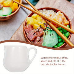 4pcs 50/ 100ml Ceramic Creamer Jugs - Porcelain serving jugs with milk spoons, Sauce jugs, Sauce boats, Pottery creamer jugs with handles for kitchen, coffee and tea - perfect for sauces, syrups and creams (white)