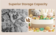 65L Large Storage Basket Blanket Baskets in Living Room, Nursery, Bedroom, Cotton Rope Baskets for Towels, Books, Toys, Dirty Clothes, Baby Storage Organiser, Grey, 65L