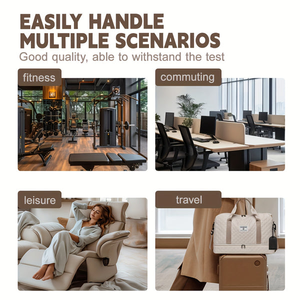 Multifunctional Large Capacity Handbag - Include An Attached Label Card, With Dry/Wet Separation Pockets - Suitable For Travel And Daily Use, Multifunctional Duffel Bag | Stylish Design | Large Handle Bag, Travel Bag, Gym Bag, Travel Bags For Women