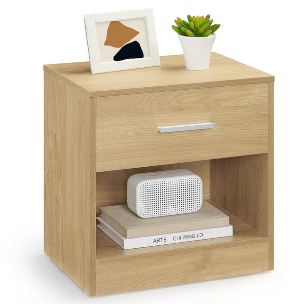 Bedside Table, Side Table with Drawer, Handle, Open Compartment,Easy Assembly, Perfect for Living Room or Bedroom