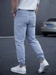 New Men's Washed Jeans for Spring and Autumn, Fashionable Ankle Pants, Comfortable Casual Trousers