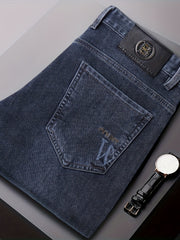 2026 New Men's Jeans, Business Slim Fit Straight-Leg Stretch Denim Pants, Washed Casual Long Trousers for Men