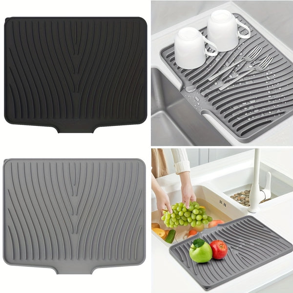Silicone Kitchen Sink Drying Mat Rectangle Non Slip Worktop Saver Dish Drainer
