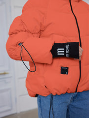 Women's Winter Casual Warm Padded Coat with Fashionable Double Hood and Windproof Cuffs