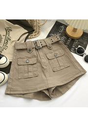 Women's High Waist Cargo Skort with Belt & Built-In Shorts - -Line Mini Skirt, Belted Waistband, Machine Washable Short Length Suitable for,, Casual Attire - Casual Streetwear Outfits