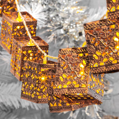 GloBrite 20 LED Outdoor Antique Lantern Chain Light with Moroccan Style Light - Hanging Metal Lanterns Landscape Lights for Porch Patio Yard Porch Decorations