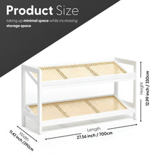 KEPLIN 2/3/4-Tier Bamboo and Rattan Shoe Rack Organizer – Durable, Easy Assembly – Compact Design for Entryway, Closet, or Hallway – Stylish and Functional Storage – Black and Natural