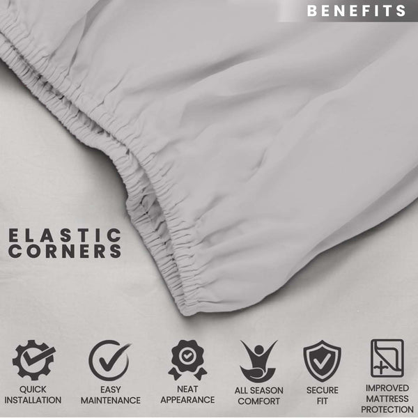 1pc 25cm Extra Deep Fitted Sheet – Solid Color Hotel-Quality Bedsheet, Ultra-Soft & Brushed Microfiber Bedding Sheet, Machine Washable, Single, Double, King, & Super King Sizes Available