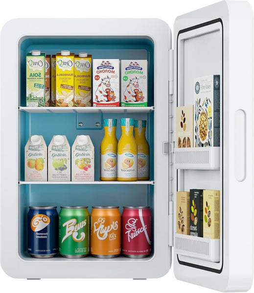 Mini Fridge 22L/ 30 Cans Cooler and Warmer Portable Mini Fridge for Bedrooms with Adjustable Shelves, AC+12V DC Small Fridges for Car, Office, Travel, Skincare, Cosmetics, Drinks (Black)