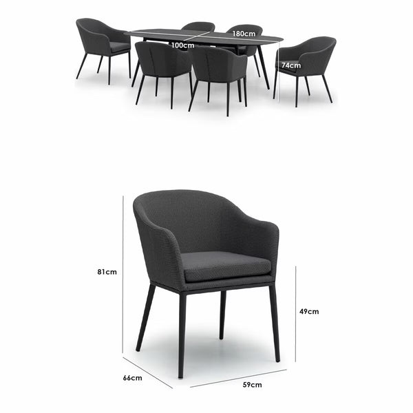 Harbour Lifestyle Luna 7 Piece Oval Ceramic Dining Set in Grey